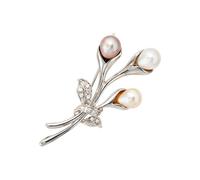 Brosche JOBO, silber (silber 925), Broschen, Damen, Perlen, Silber 925 (Sterlingsilber), 925 Silber mit Süßwasser-Zuchtperlen und 12 Zirkonia (66953851-0) silber 925