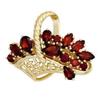 Brosche Korb 333 Gold Gelbgold 13 Granate rot Granatbrosche Goldbrosche