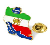 Brosche Mit Iranischer Karte Edelstahl Persien Iran Flagge L We Und Sonnenkrone Faravahar Derafsh Kaviani Persisch Iranische Anstecknadeln Brosche Anstecknadel Anstecknadel Souvenir (Gold 3)