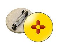 Brosche Mit Patriotischer Flagge Von New Mexico - Runde Vintage-Brosche Aus Edelsteinglas, Party-Rucksack, Hüte, Zubehör, Abzeichen Im Ethnischen Stil, Klassische Harte Broschen, Anstecknadeln F