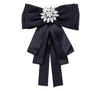 Brosche mit Strass-Kristallband, Fliege, vorgebundene Fliege, Kragen, Schmuck, Krawatte, Hemd, Kleid für Damen, Mädchen, Hochzeit, Party, Schwarz, One Size, Seide, Strass