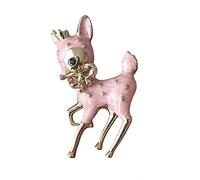 Brosche Reh Hirsch - kleine süße Tier Anstecknadel pink Geschenk Schmuck für Frauen und Mädchen