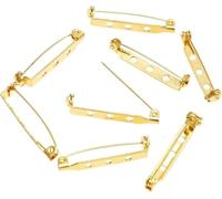 Broschennadel-Rückseite, 10 Stück Anstecknadel Messing Drehverschluss Brosche Abzeichen mit Loch Pins Metall(33.5 * 5 mm)
