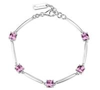 Brosway Affinity FTP06 Damen-Armband aus Silber mit rosa Kristallen in Herzform, Karabinerverschluss, 18 cm, Kollektion Affinity