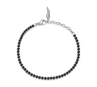 Brosway Armband DESIDERI mit einem Glückshorn Anhänger für Damen aus Edelstahl mit Zirkonia in der Farbe Schwarz mit Karabinerverschluss, Länge: 185 mm, BEI014