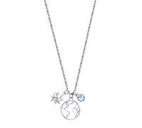 Brosway Chakra Damen Halskette aus 316L-Edelstahl mit Anhängern in Form von Welt, Stern, klaren Kristallen und hellem Saphir-Kristall, 44 cm, BHKN057