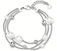 Brosway Damen-Armband aus Silber mit Perlen und geflochtener Kette, Modell BPC58, eleganter Schmuck für das Handgelenk