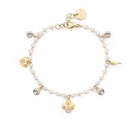 Brosway Damen-Armband aus Stahl mit Kleeblatt-Symbol, Damenarmband aus der Kollektion Chakra - BHKB210, 180mm, Edelstahl, Kristalle