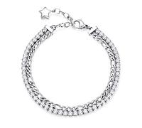 Brosway Damen-Armband aus Stahl mit Stern-Symbol, Damenarmband, Kollektion Desideri - BEI045, 185mm, Edelstahl Legierter Stahl, Zirkonia