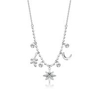 Brosway Damen-Halskette aus Stahl mit Anhänger Stern Mond Blatt Kristalle Kette 98 cm zeitgenössischer Stil Modell BHKN189