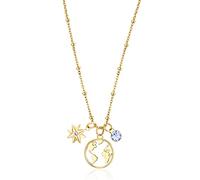 Brosway Damen-Halskette, Halskette aus Stahl und Kristallen mit Welt-Symbol | Kollektion Chakra - BHKN058