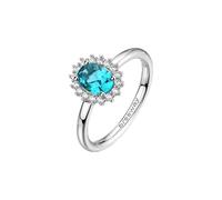Brosway Damen-Ring Fancy aus 925er Silber mit weißen Kristallen und aqua green FAG20D M16