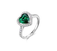 Brosway Damenring aus Silber und Life Green mit Herz-Symbol | Kollektion Fancy - FLG147, 14, Sterling Silber, Zirkonia