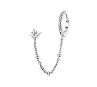 Brosway Einzelner Creolen für Damen aus Stahl mit Stern-Symbol, einzelner Ohrring für Damen, Kollektion Chant - BAH55, 60mm, Edelstahl, Nicht zutreffend.