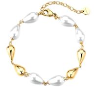 Brosway Elegantes Damen-Armband mit weißen Perlen und Details aus Gold, Kollektion BPC73, modischer Schmuck für besondere Anlässe