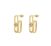 Brosway Emphasis Ohrstecker für Damen aus 316L-Edelstahl mit 14-Karat-Gold-Beschichtung und Kristallen, Größe: 2,6 cm, BEH25