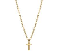 Brosway Halskette Ink für Herren aus 316L-Edelstahl mit 14-Karat-Gold-Beschichtung und kreuzförmigem Anhänger, Karabinerverschluss, Länge: 50 cm, BIK30