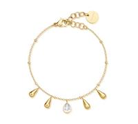 Brosway Perfect Armband für Damen aus 316 L Stahl mit 14K-vergoldeter-PVD-Beschichtung mit Tropfenanhänger und Zirkonia Größe: 18 cm, BPC20