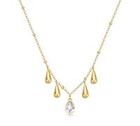 BrosWay Halskette Perfect BPC39 Damen – 316L Edelstahl, 14K-vergoldet, Tropfen mit Zirkonia, 45 cm