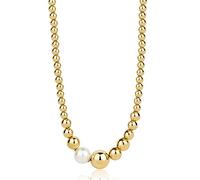 Brosway PERFECT Halskette für Damen aus Edelstahl mit seashell pearl und 14K-vergoldeter-PVD-Beschichtung, Länge: 46 cm, BPC02