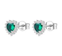 Brosway Women's Heart Earrings Silver 925 Fancy FLG45 with white and green zirconia