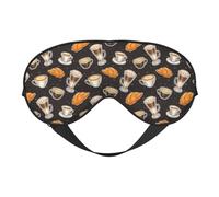 Brot & Kaffee Druck Schwarz Schlafmaske Augenmasken für Schlaf Doppelseitige Schlafmasken für Damen Herren Verdunkelung Augenabdeckungen zum Schlafen Reisen