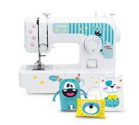 Brother J14s Kindernähmaschine kullaloo edition inkl. Fingerschutz, Stickerbogen & Anfänger-Nähset KINDERLEICHT Nähkurs "Little Friends"