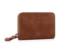 BROWN BEAR Echtleder Geldbörse klein mit Reißverschluss - Münzfach & RFID-Schutz | Slim Wallet für Herren & Damen | Leder Vintage Braun | Portemonnaie Geldbeutel BB Kai HBR