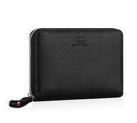 BROWN BEAR Geldbörse Damen Leder mit Reißverschluss & Münzfach | Echtleder Schwarz Nappa | RFID-Schutz | Portemonnaie | Geldbeutel | BB Pia BK