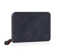 BROWN BEAR Geldbörse Damen Leder mit Reißverschluss & Münzfach | Echtleder Vintage Blau | RFID-Schutz | Portemonnaie | Geldbeutel | BB Pia BU