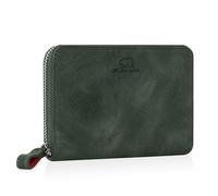 BROWN BEAR Geldbörse Damen Leder mit Reißverschluss & Münzfach | Echtleder Vintage Olive | RFID-Schutz | Portemonnaie | Geldbeutel | BB Pia GN
