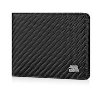 BROWN BEAR Geldbörse Herren Leder mit Münzfach groß | Schwarz Carbon | RFID-Schutz | Echtleder Portemonnaie | Business Geldbeutel BB Design 8005-D CBK