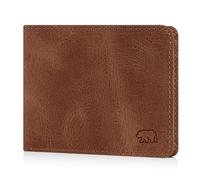 BROWN BEAR Geldbörse Herren Leder mit Münzfach groß | Vintage Braun | RFID-Schutz | Echtleder Portemonnaie | Business Geldbeutel | BB Design 8005-D WBR