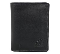 BROWN BEAR Geldbörse Leder Schwarz | Herren & Damen | RFID-Schutz mit Münzfach | Portemonnaie Echtleder | Geldbeutel Hochformat Reißverschluss innen | BB Design 2051 BK