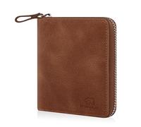 BROWN BEAR Geldbörse Reißverschluss Leder Vintage Braun für Damen & Herren | RFID-Schutz Portemonnaie mit Münzfach | Zip Geldbeutel Echtleder | BB Design 8009 HBR