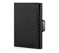 BROWN BEAR Leder Geldbörse klein mit Münzfach & RFID-Schutz | Echtleder Schwarz Carbon | Slim Wallet Design für Herren & Damen - BB Bruce CBK