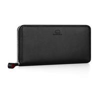 BROWN BEAR Reißverschluss Geldbörse Damen Leder lang mit Münzfach | Echtleder Schwarz Nappa | RFID-Schutz | Portemonnaie | Geldbeutel | BB Conny BK