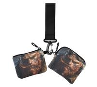 Brown Fierce Viking Warrior Damen Münzgeldbörsen, Kartenetuis, klein, tragbar, Reißverschluss, Münzgeldbörse mit Handgelenkschlaufe für Damen, 2 Stück, Brauner wilder Wikinger-Krieger, 1 size, Casual