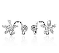 BROWOL ohrclips ohne ohrloch Damen Mädchen Hypoallergen Seestern Mit Zirkonia 925er Sterling Silber Ohrklemme
