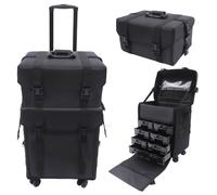 BRRIDE Friseurkoffer 2 in1 Kosmetik Trolley Beauty Tasche mit Schultergurt, Make up Koffer Nagelkoffer mit 8 Schubladen & Rollen, Schminkkoffer Beauty Case Friseur Box Multikoffer