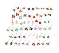 BRRNOO 30 Paar Ohrstecker-Set aus Legierung, Farbenfrohe, Modische, Exquisite Ohrstecker mit Feiner Verarbeitung, für Frauen, Partys, Verabredungen und den Täglichen Gebrauch