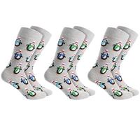 BRUBAKER 3 Paar Weihnachtssocken für Damen und Herren - Pinguine - Baumwolle Socken Weihnachten - Größe 41-45