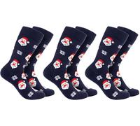 BRUBAKER 3 Paar Weihnachtssocken für Damen und Herren - Weihnachtsmänner - Baumwolle Socken Weihnachten - Größe 35-40