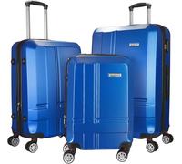 BRUBAKER 3tlg. Hartschalen Kofferset New York - Erweiterbare Hartschalenkoffer mit Zahlenschloss, 4 Rollen und Teleskopgriff - Reisekoffer Koffer Set inkl. Handgepäck (M, L, XL - Dunkelblau)