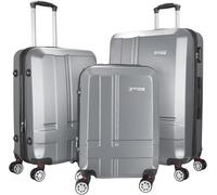 BRUBAKER 3tlg. Hartschalen Kofferset New York - Erweiterbare Hartschalenkoffer mit Zahlenschloss, 4 Rollen und Teleskopgriff - Reisekoffer Koffer Set inkl. Handgepäck (M, L, XL - Grau)