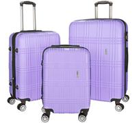 BRUBAKER 3tlg. Hartschalenkofferset Bahamas - Erweiterbare Hartschalen Koffer mit Zahlenschloss, 4 Rollen und Teleskopgriff - Reisekoffer Kofferset inkl. Handgepäck (M, L, XL - Flieder Lila)