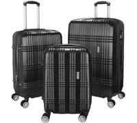 BRUBAKER 3tlg. Hartschalenkofferset Bahamas - Erweiterbare Hartschalen Koffer mit Zahlenschloss, 4 Rollen und Teleskopgriff - Reisekoffer Kofferset inkl. Handgepäck - Rollkoffer (M, L, XL - Schwarz)