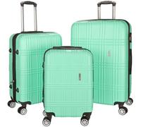 BRUBAKER 3tlg. Hartschalenkofferset Bahamas - Erweiterbare Hartschalen Koffer mit Zahlenschloss, 4 Rollen und Teleskopgriff - Reisekoffer Kofferset inkl. Handgepäck - ABS Rollkoffer (M, L, XL - Mint)