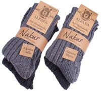 BRUBAKER 4 Paar Alpaka Socken Grautöne aus Alpakawolle 35-38