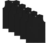 BRUBAKER 5er Pack Herren Muskelshirt Tank Top Unterhemd Rundhals Ausschnitt | Aus hochwertiger Baumwolle (glatt) - Extra Lang - Nahtlos